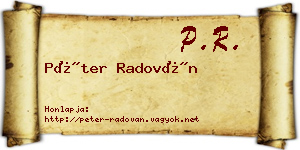 Péter Radován névjegykártya